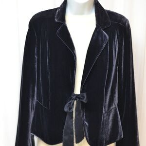 The Limited Purple Blue Velour Tie Front Jacket M